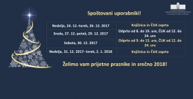 Odpiralni čas knjižnice in čitalnice ČUK med prazniki