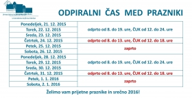 Odpiralni čas med prazniki