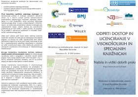 Plakat Odprti dostop in licenciranje v visokošolskih in specialnih knjižnicah